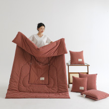 A类全棉色织水洗棉多功能抱枕被两用加厚车载午睡办公室纯棉多用