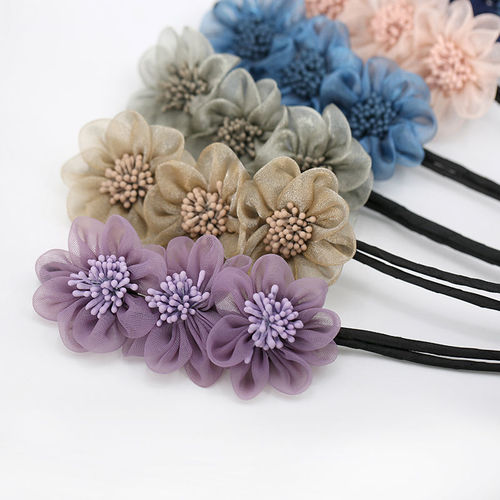 Ball head hair iron spring and summer new mesh three-flower meat ball hair iron flower simple versatile plate