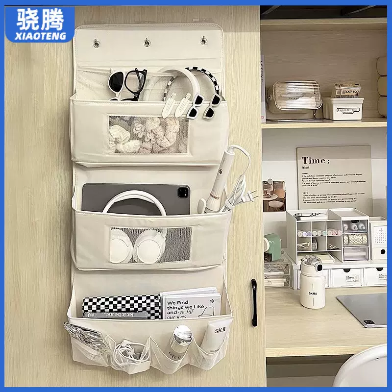 简约新款收纳袋墙挂式宿舍门后多层布艺挂袋整理袋布艺收纳挂袋