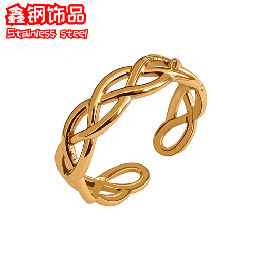 Best-selling stainless steel open ring 304 material adjustable 18K titanium steel ring handmade jewelry wholesale
