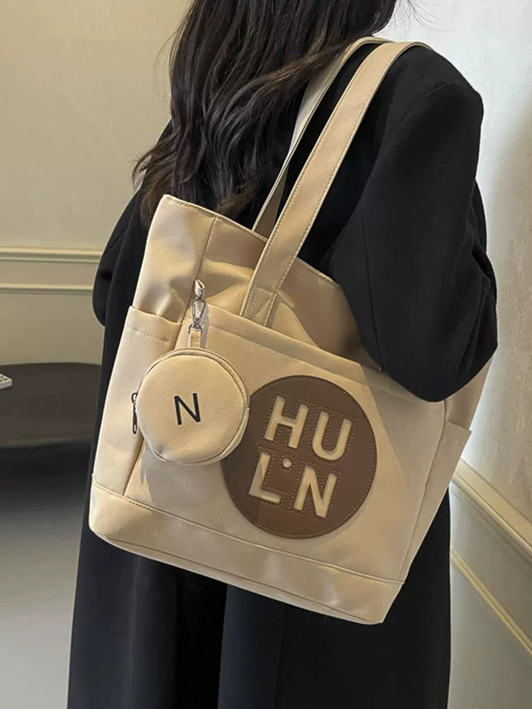 Большая вместительная холщовая сумка для женщин, модная повседневная универсальная сумка-шоппер через плечо, 2025 года, для работы и покупок