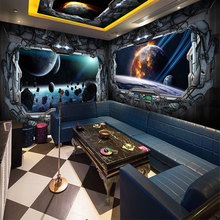 太空舱酒吧墙纸酒店壁画ktv包厢主题背景墙宇宙星空网咖网吧壁纸