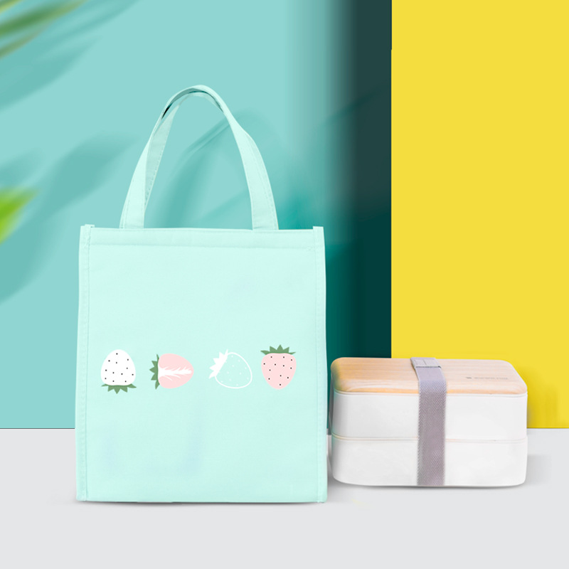 日系時尚簡約學生帶飯便當包手提包保溫袋子戶外野餐包防水飯盒袋