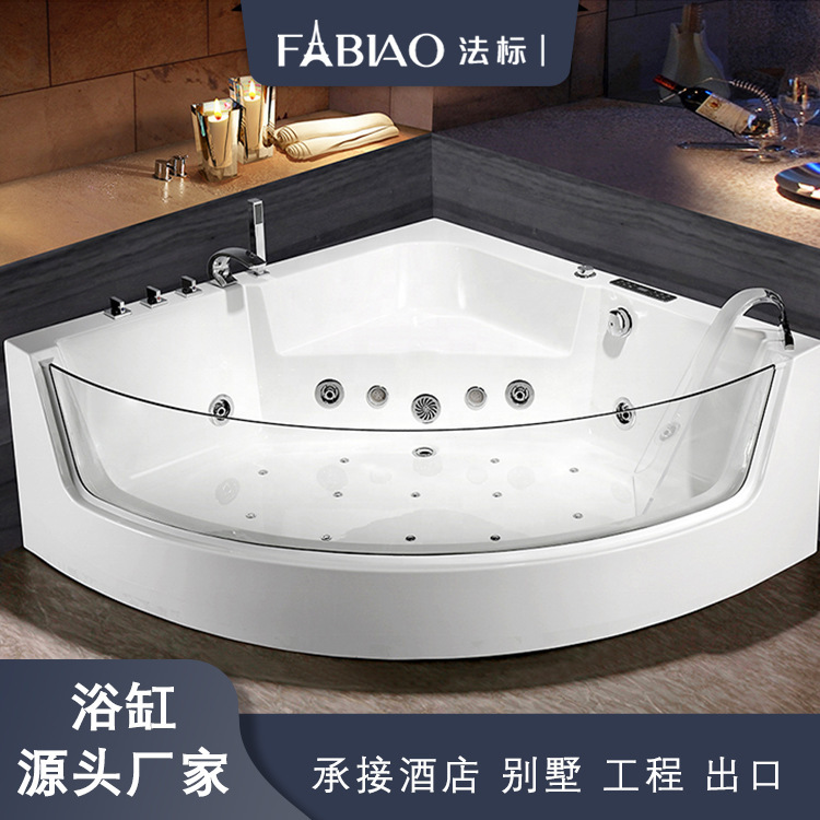 Factory direct intelligent acrylic indoor multi-function massage surf translucent massage bathtub with shower faucet