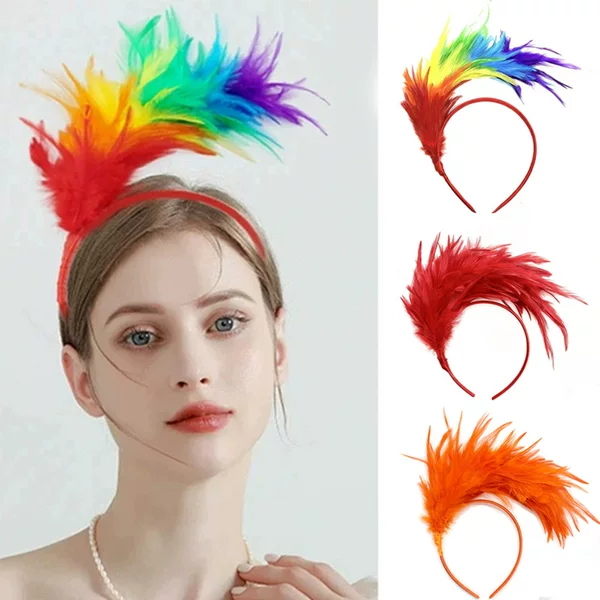 Cross-Border Colorful Feather Headbands 2026 Autumn and Winter Festive Christmas Headbands Carnival Holiday Party Halloween Headwear