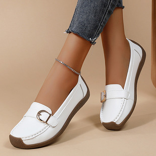 2024 New Lefu Shoes Casual Women's Flat Shoes Soft Bottom Soft Mama Shoes Comfortable plus size Doudou Women's Shoes