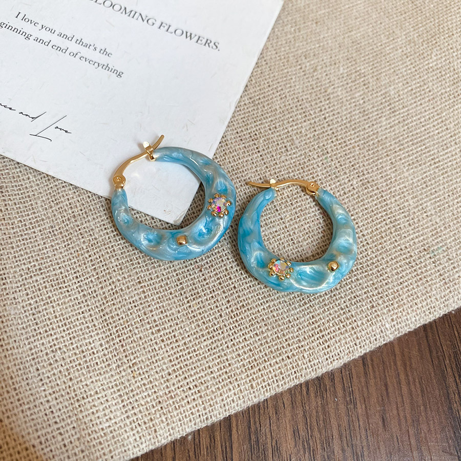 Flores azules vintage medievales pendientes de goteo de aceite ligero lujo alta sensación de joyería Yiwu fábrica al por mayor image 30