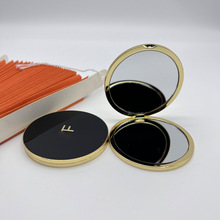 厂家批发T黑金圆形化妆镜F双面镜子随身镜可接制作LOGO伴手礼礼品