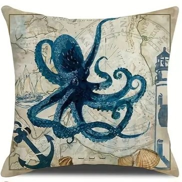 2024 Estilo explosivo transfronterizo Animales marinos Mundo submarino Patrón Funda de almohada Bandera de mesa de sala de estar con estampado de lino de Amazon image 20
