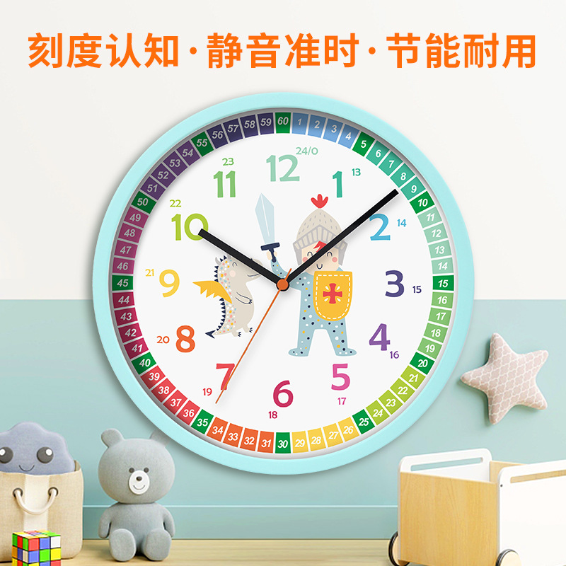 Reloj de aprendizaje de Educación Temprana de 10 pulgadas Reloj de pared de generación transfronteriza reloj de enseñanza iluminación educativa niños fábrica de relojes de juguete de dibujos animados