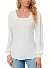 T 28441 Bubble Sleeve Square Neck Top �����䷽������ ��
