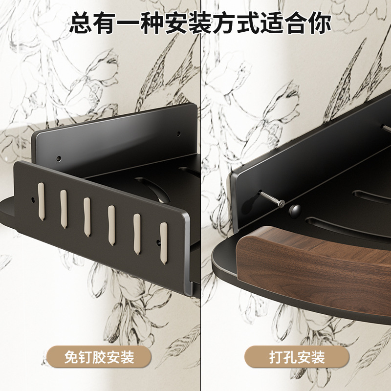 胡桃木トイレ棚浴室トイレシャワートイレ穴なし収納棚コーナーバスケット三脚|undefined