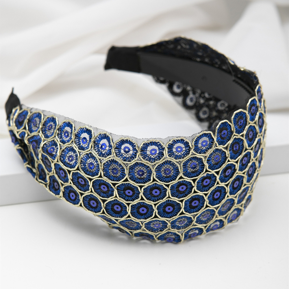 Elegante hilo de oro con lentejuelas diadema borde ancho diadema cabello presionando simple Corea del Sur pelo blanco que cubre el cabello tocado viaje Internet celebridad accesorios para el cabello roto