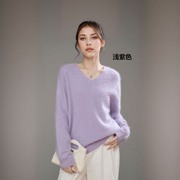 濮院羊毛衫针织衫圆领/V领无缝拉绒羊绒衫女毛衣羊绒针织厂接订单