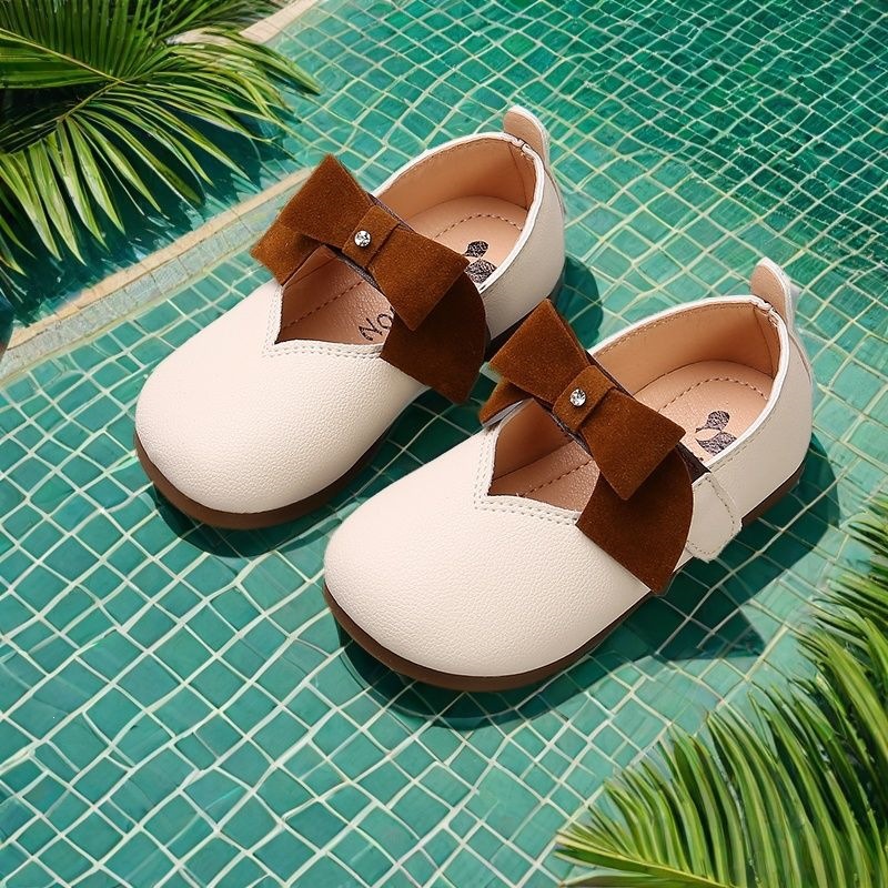 Zapatos de Cuero para Niñas de Cuero Sintético y Suela TPR Antideslizantes para Bebés y Niñas