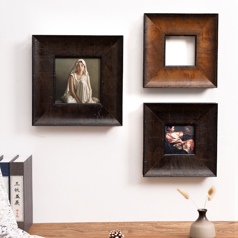 Retro Solid Wood Picture Frame Empty Frame Framed Antique Style Oil Painting Decorative Painting Wall Hanging Photo Frame DIY