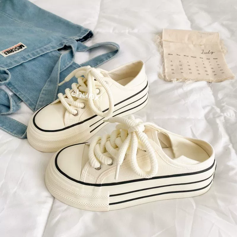 Молочно-белые женские кеды на толстой подошве, 2025 года, новая модная универсальная нишевая модель, легкие белые туфли на одной ноге