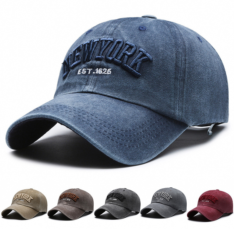 Washed Denim distressed baseball cap men's summer soft top breathable retro versatile spring and autumn duck tongue hat cross-border in stock
