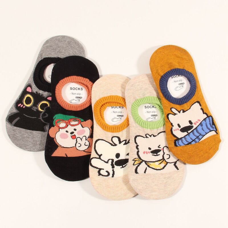 New Cute Cartoon Women's Low-Cut Socks, Spring New Style, Silicone Non-Slip, Color-Blocking Warm-Toned Women's Invisible Socks New Cute Cartoon Women's Low-Cut Socks, Spring New Style, Silicone Non-Slip, Color-Blocking Warm-Toned Women's Invisible Socks