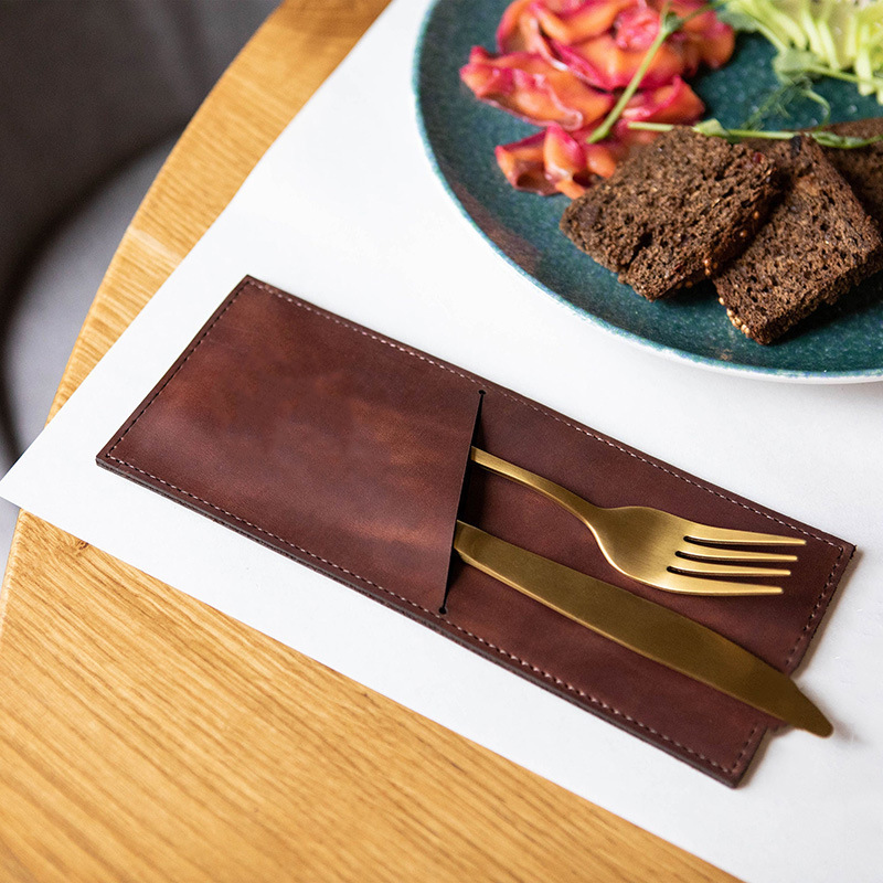 現物クロスボーダー革食器袋カフェバー食器棚西洋ナイフフォークスプーン食器セット収納袋|undefined