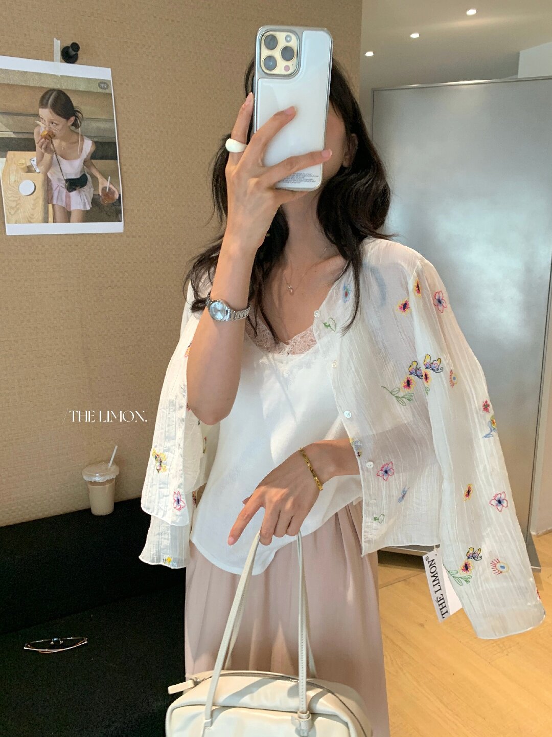 Áo sơ mi nữ tay dài thêu hoa phong cách đồng quê — trắng ngà chi tiết 19