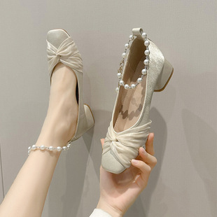 Spring High Heels, Gentle Thick Heels, New Year Fairy Shoes for Women, Wholesale French Skirts, Bridesmaid Shoes, Evening Shoes