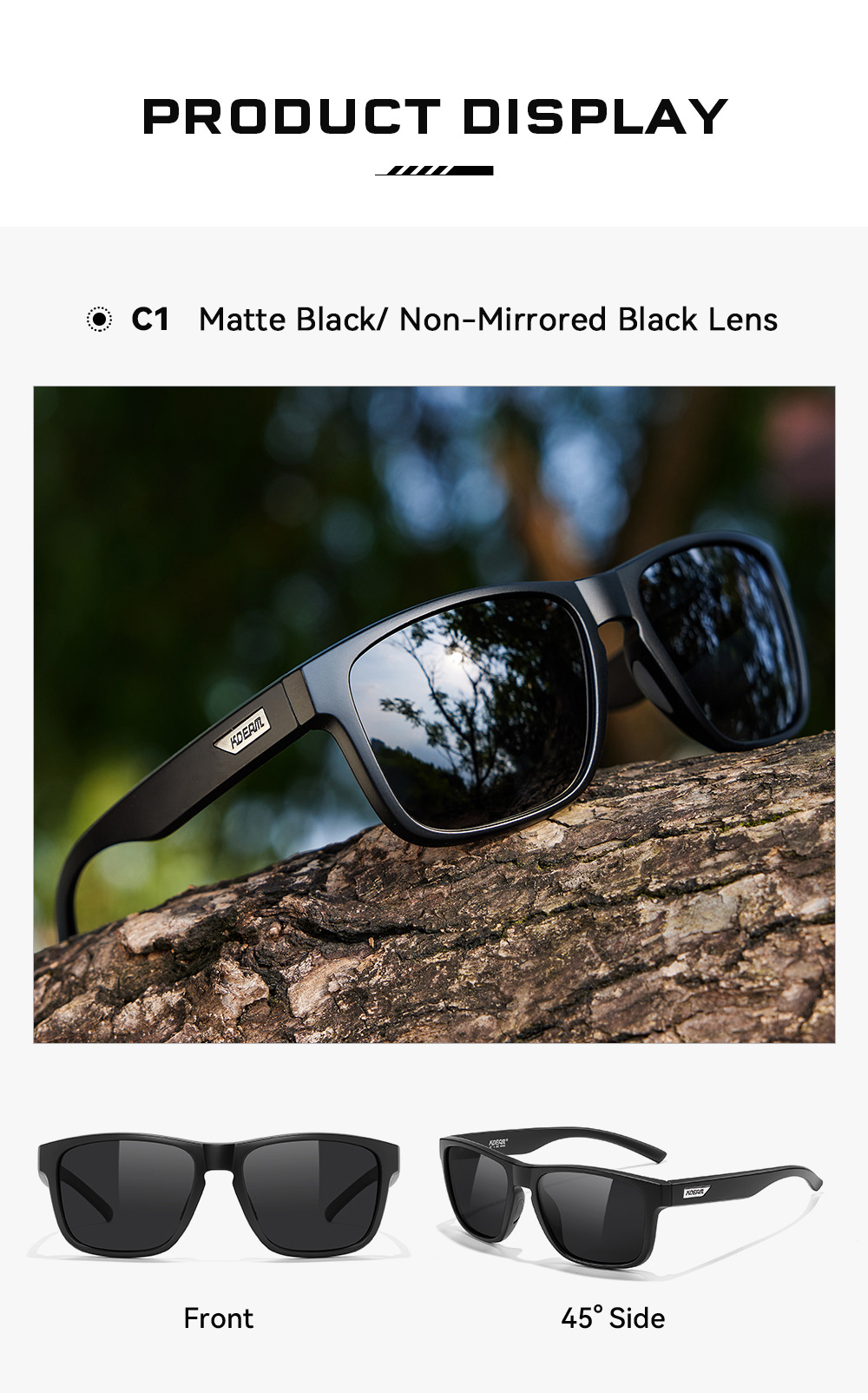 KDEAM Yeni Model Büyük Beden Polarize Güneş Gözlüğü Erkek Kadın Outdoor Spor Güneşlik Araba Sürüş Gözlüğü KD109-PLUS