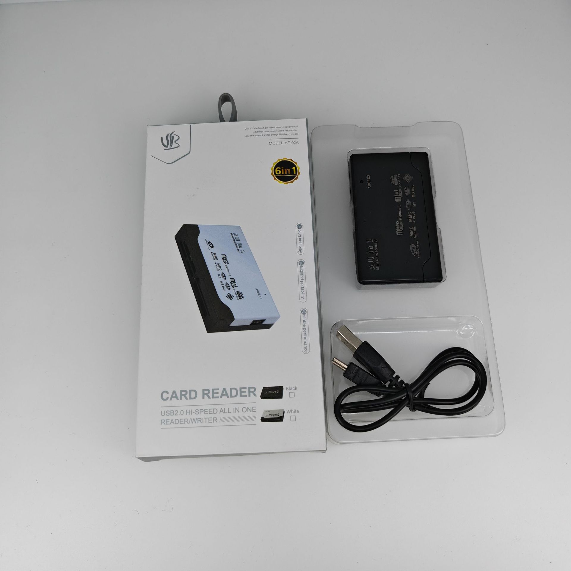 Transfronterizo USB2.0 tarjeta SD de alta velocidad TF lector de tarjetas MS computadora seis en uno M2 multifunción XD lector de tarjetas CF al por mayor