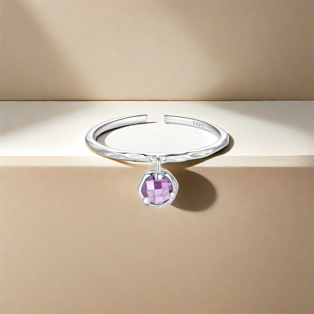 5g Weight Zircon Inlay Material Open Rings Classification Adjustable Ring Size 1 Piece Quantity Holiday, Daily Occasion 925 Sterling Silver Material Geometric Pattern Women's Gender Plating, Inlay Design Sweet Style 925 Sterling Silver Zircon Geometric Open Rings 17