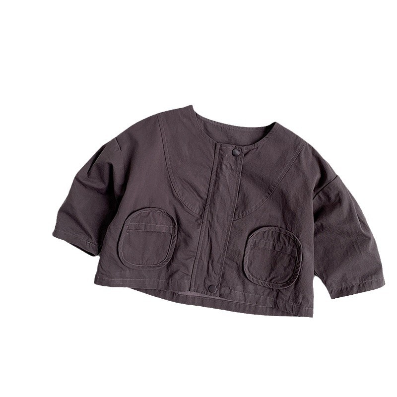 Chaqueta de primavera coreana para niños 2025 nuevos tops japoneses para niños y niñas ropa de cuello redondo para niños de moda