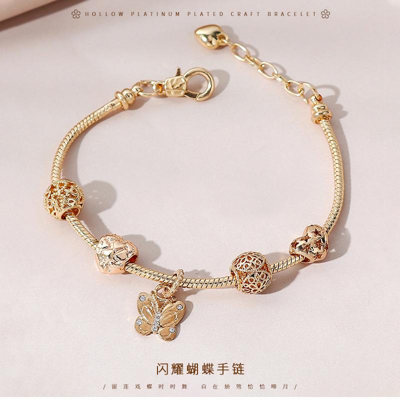 Panjia cross-border bracelet golden carved love butterfly jewelry diy new adjustable Amazon fashion wholesale