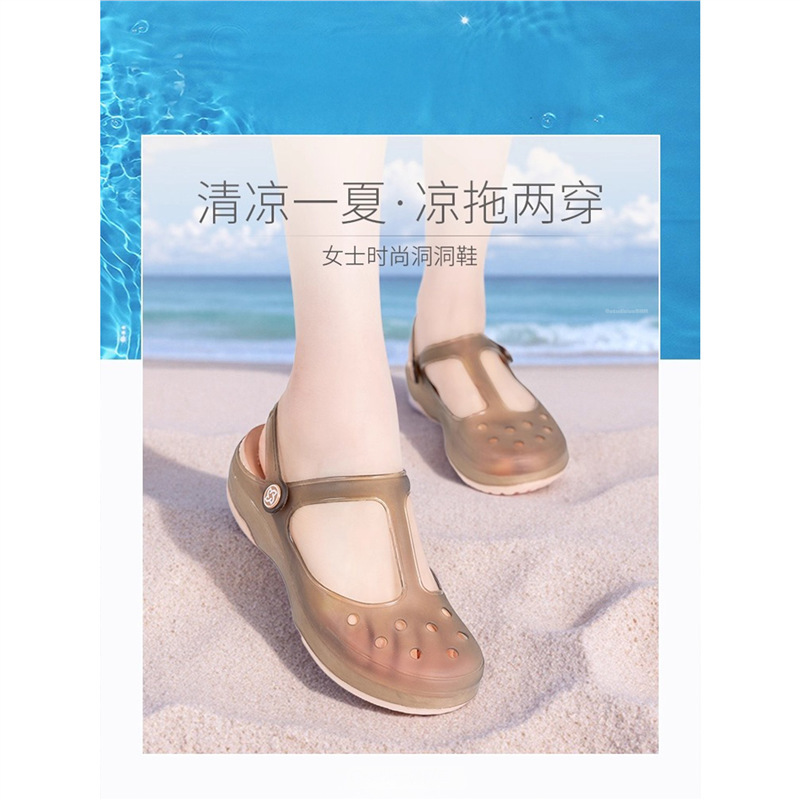 Thick-Soled Round-Toe Clogs for Women 2025 Summer New Casual Beach Shoes Versatile Toe-Toe Drag Soft-Soled Sandals