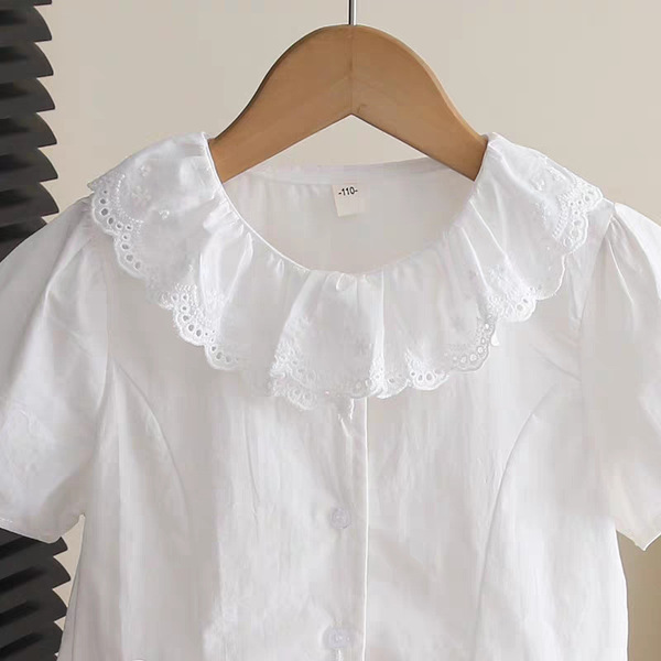 Girls summer short-sleeved cotton white shirt new children's summer…