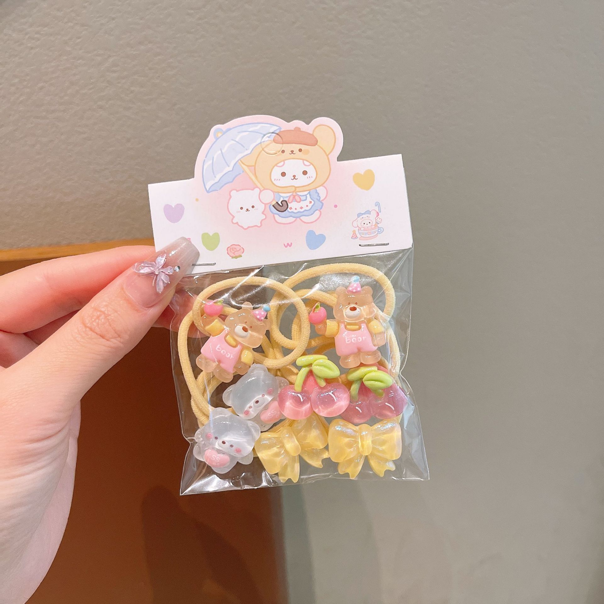 Anillo de pelo de pulgar de dibujos animados para niños, cabello de bebé, cabello de bebé, correa de cabello de alta elasticidad, banda de cabello no lesionada