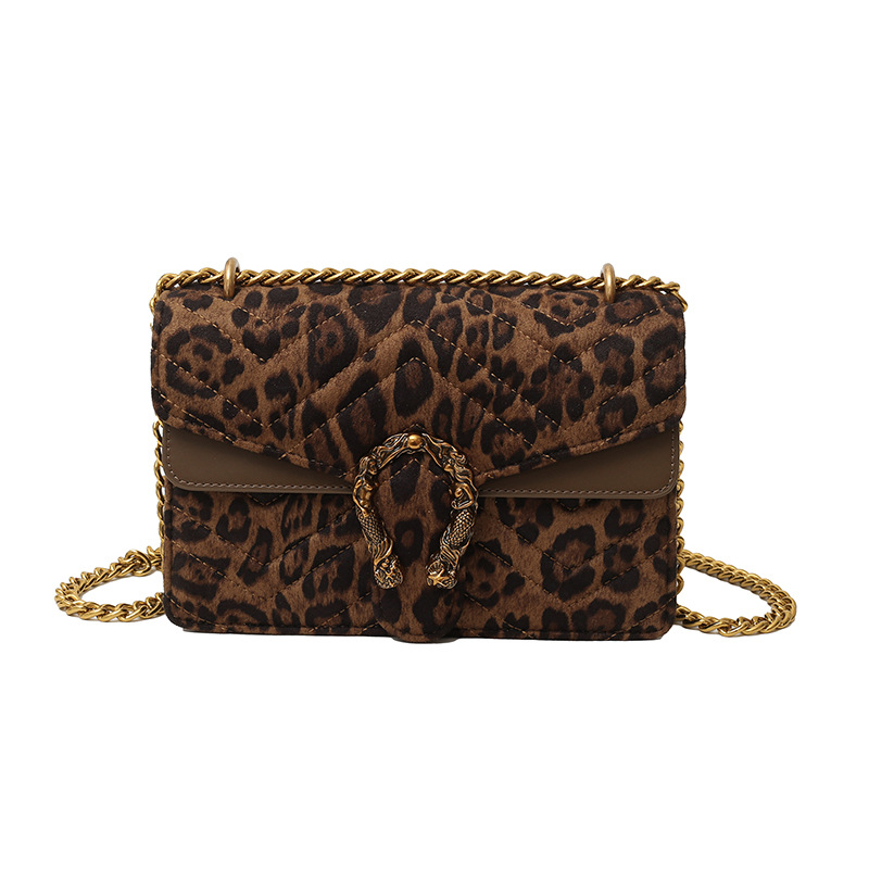 Bolso coreano de cadena de estilo de verano de 2025 nuevo retro leopardo estampado bolso de hombro de moda personalidad bordada bolso de mujer