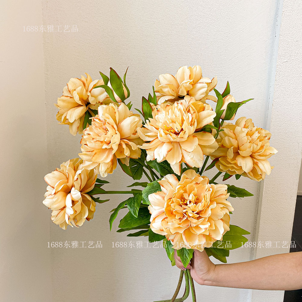 Flor artificial compleja avanzada flor artificial peonía Flor de seda sala de estar decoración del hogar flor fotografía de la boda floral flor artificial