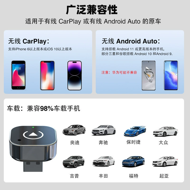 Металлический матовый CarPlay-бокс, конвертер CarPlay + Android Auto (2 в 1)