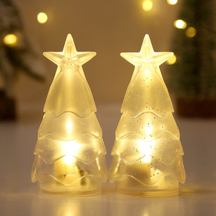 Christmas Decorations Christmas Tree Transparent Crystal Night Light Digital Candle Atmosphere Decoration Ornaments Cross-Border New Product
