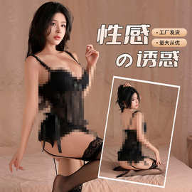 金宵情趣内衣性感蕾丝马甲钢圈聚拢弹力修身吊带袜睡衣女套装激情
