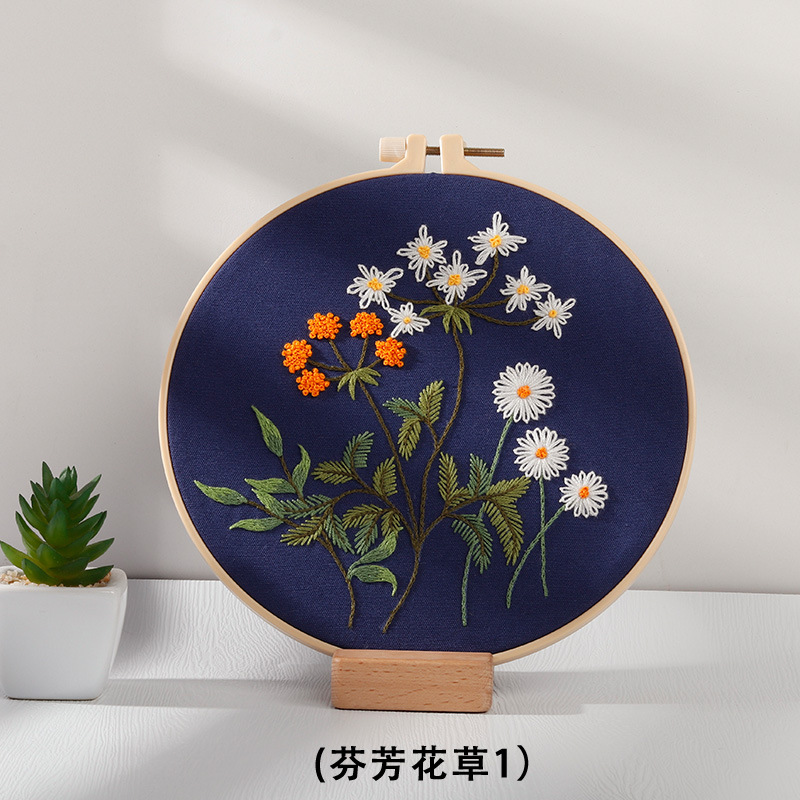 Original DIY bordado hecho a mano paquete de material fragante flores y plantas frescas estilo Europeo traje de costura transfronteriza Inglés