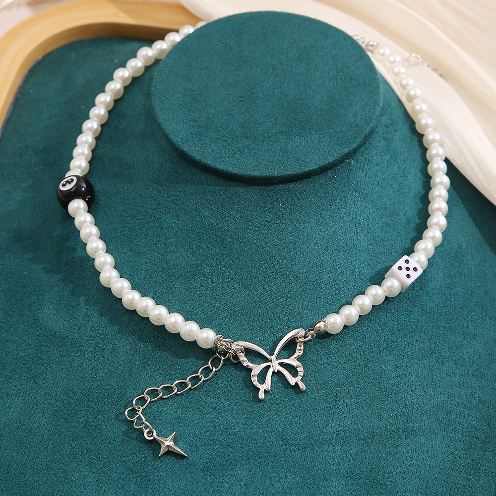 Fashion Butterfly Alloy Beaded Necklace