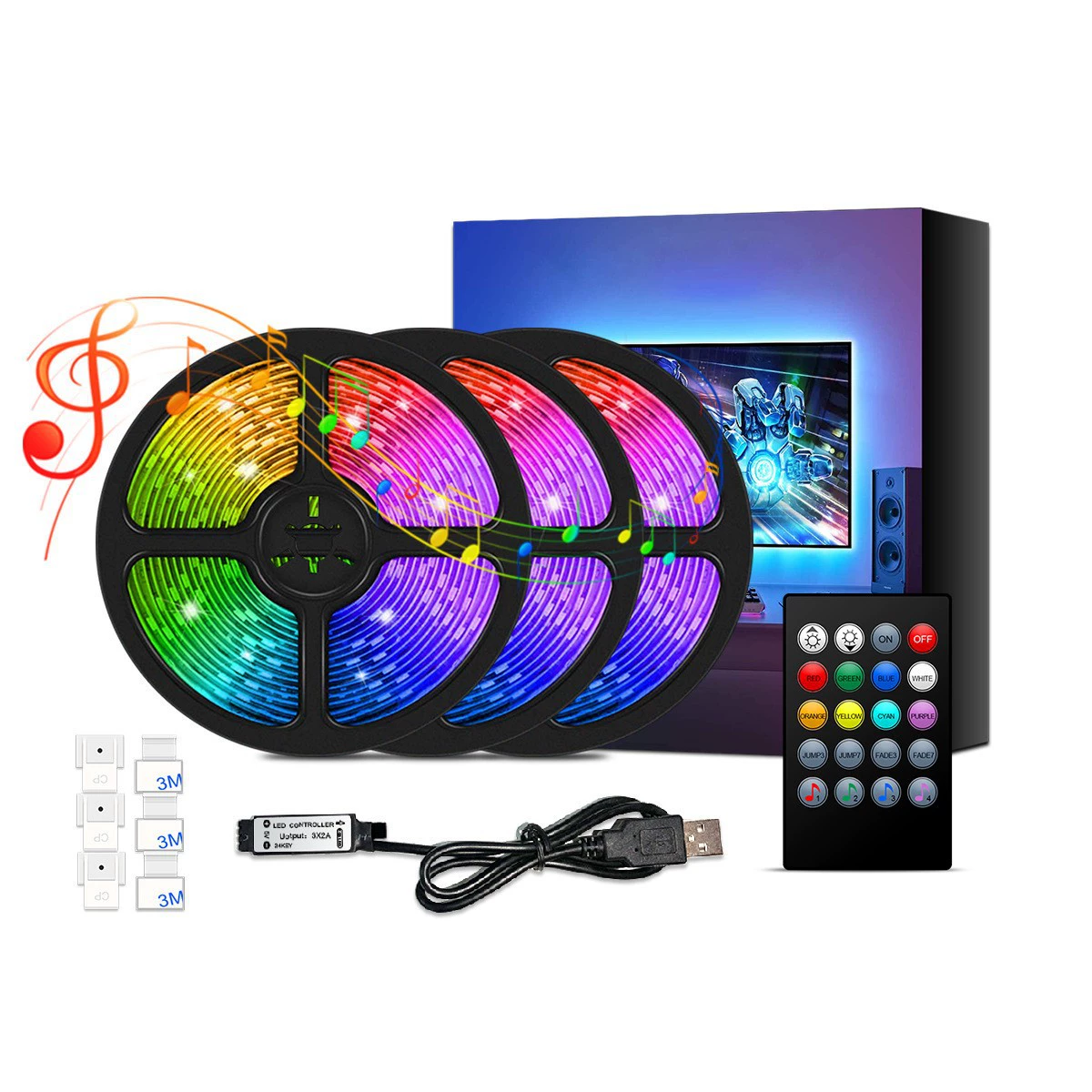 GVVOOHOME USB свет для ТВ фоновая подсветка ТВ музыка RGB атмосфера лента 5VLED набор светодиодной ленты