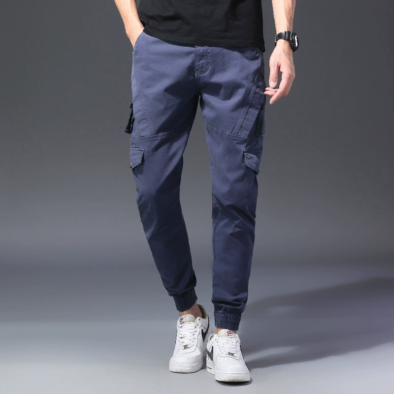 Зимние утепленные мужские повседневные брюки Свободные брюки до щиколотки Брюки Harlan для молодых студентов Длинные брюки Комбинезон с несколькими сумками