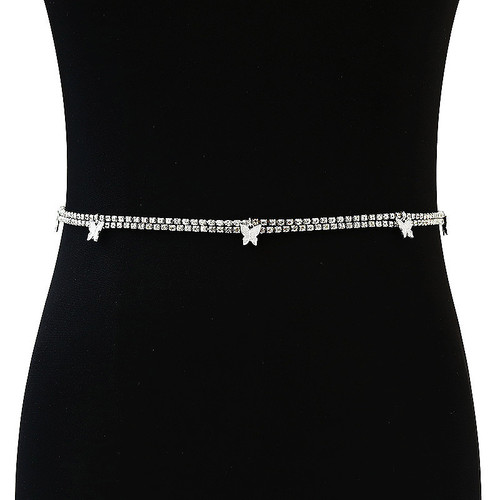 European and American Fashion Style Water Diamond High-End Butterfly Women's Chain Simple Butterfly Navel Chain Bikini Waist Chain
