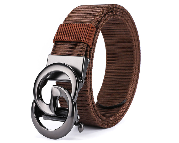 New Men's Automatic Buckle Canvas Belt Without Holes Thickened Nylon Waist Belt Simple Casual and Versatile for Business The Belt Can Be Cut Short_voghion.com