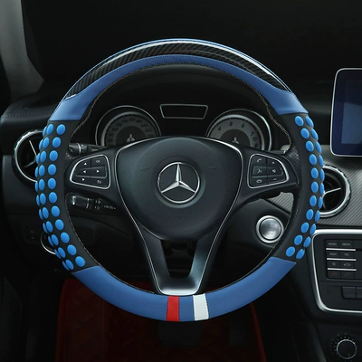 point ultra-thin sweat-absorbent breathable non-slip – Steering wheel cover - blue-38cm