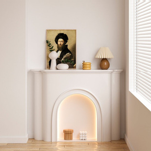 French Cream Fireplace Living Room Decorative Cabinet Luminous Storage Cabinet Nordic Entrance White Indoor Display Cabinet Homestay