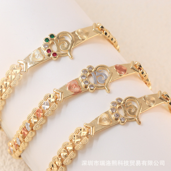 fashionable classic copper bracelet with zircon