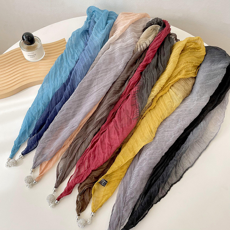 Nueva hebilla magnética multifuncional bufanda de algodón y lino para mujer primavera y verano protección del cuello de la Oficina al aire libre