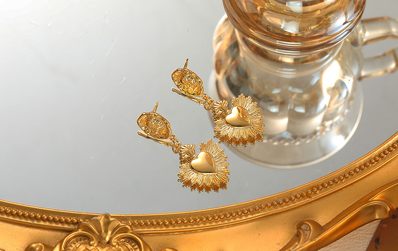Fashion Heart Shape Copper Plating Drop Earrings 1 Pair